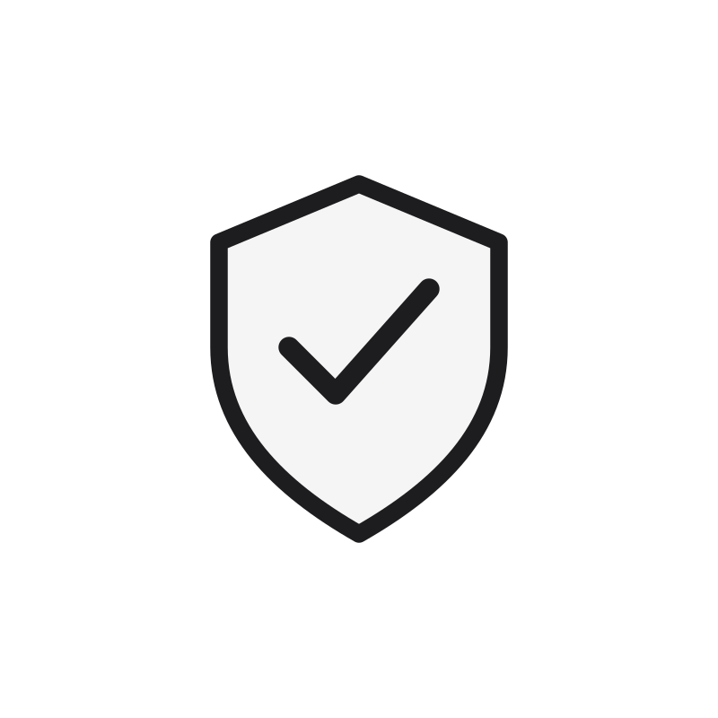 Shipping protection shield with a check mark on white