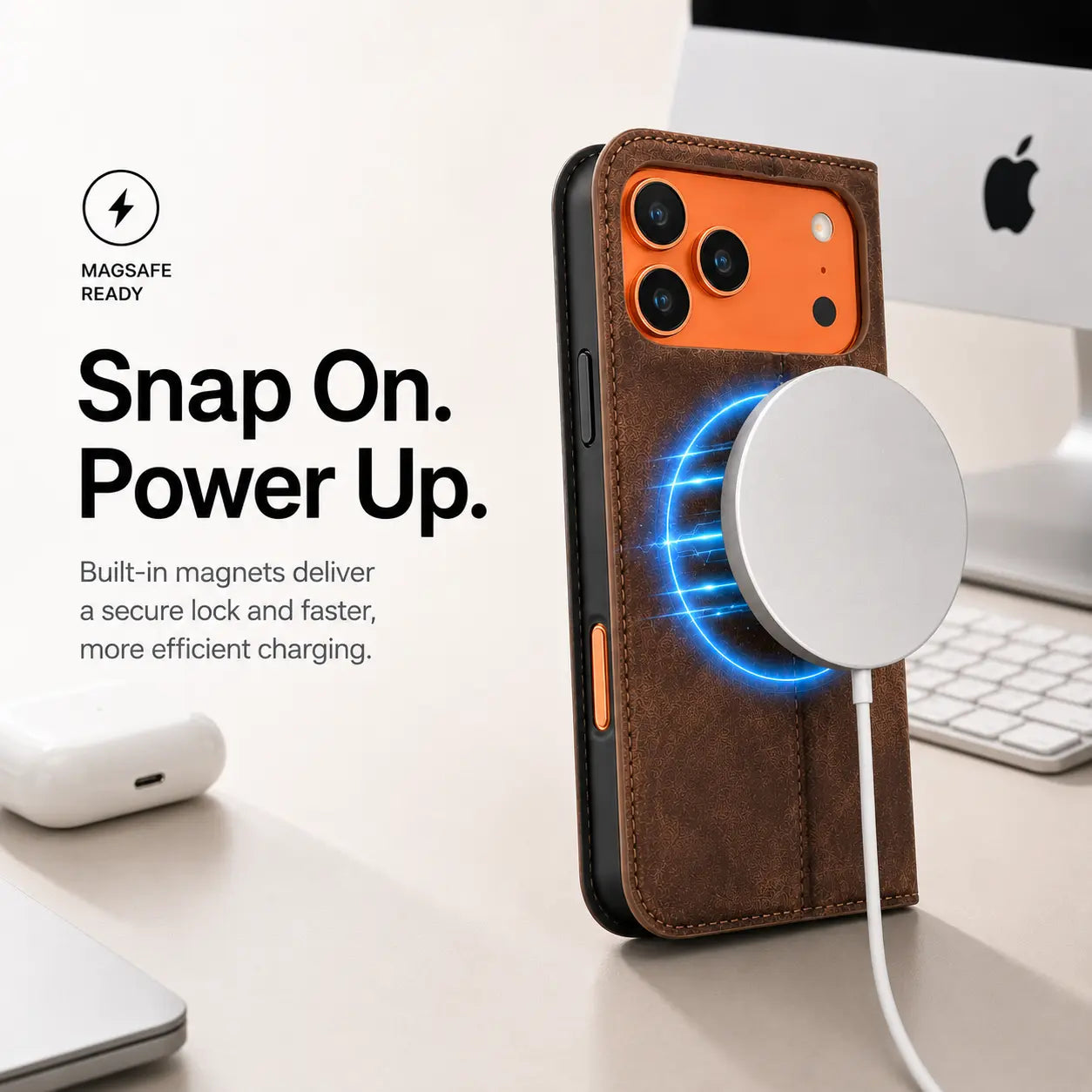 Flip phone case with integrated card holder
