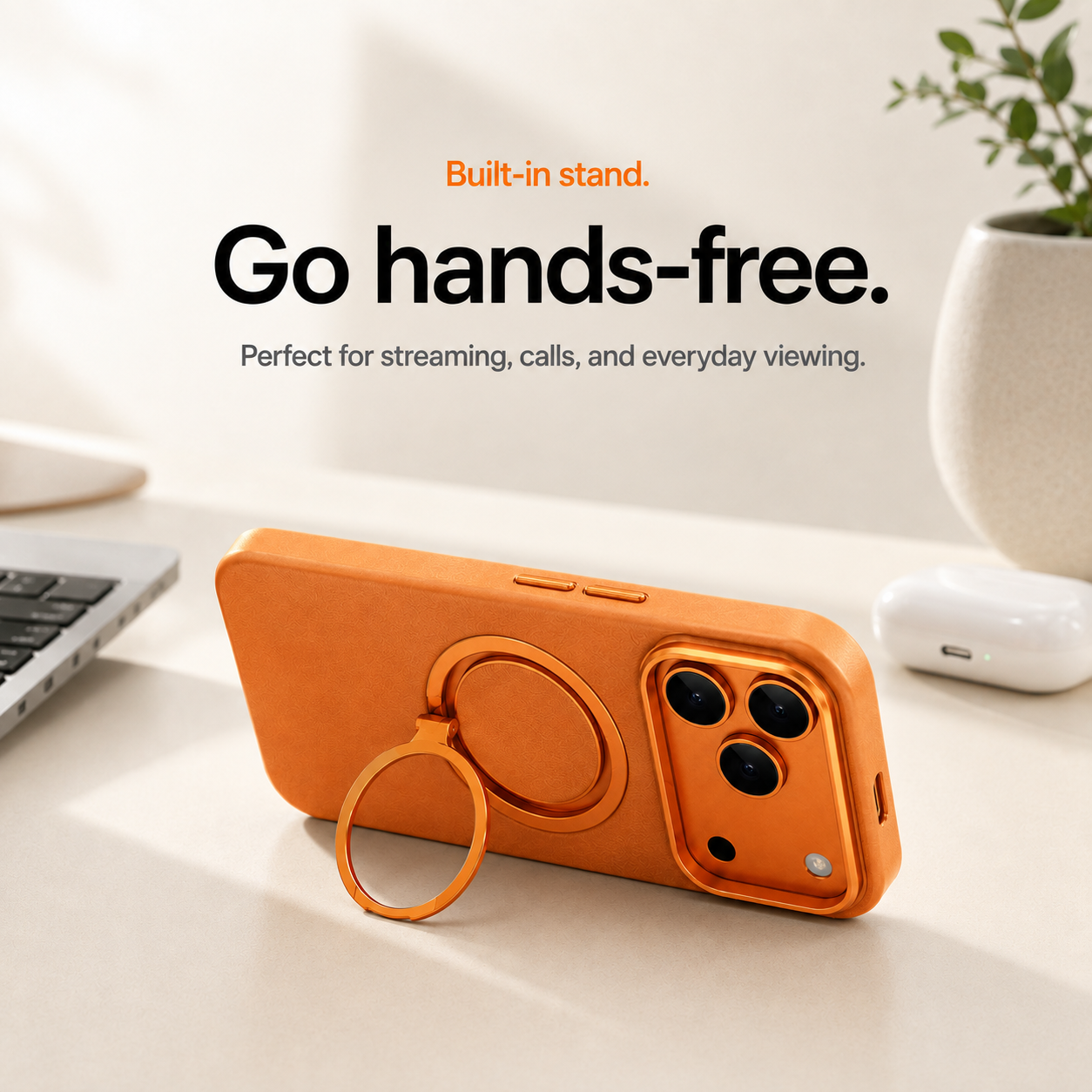 Magnetic leather iPhone case with built-in MagSafe compatibility
