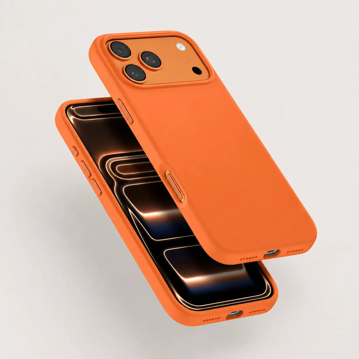 Orange silicone phone case shown from the front and rear #color_Cosmic Orange